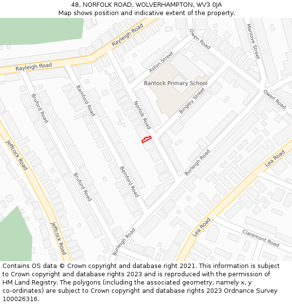48, NORFOLK ROAD, WOLVERHAMPTON, WV3 0JA: Location map and indicative extent of plot