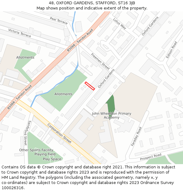 48, OXFORD GARDENS, STAFFORD, ST16 3JB: Location map and indicative extent of plot