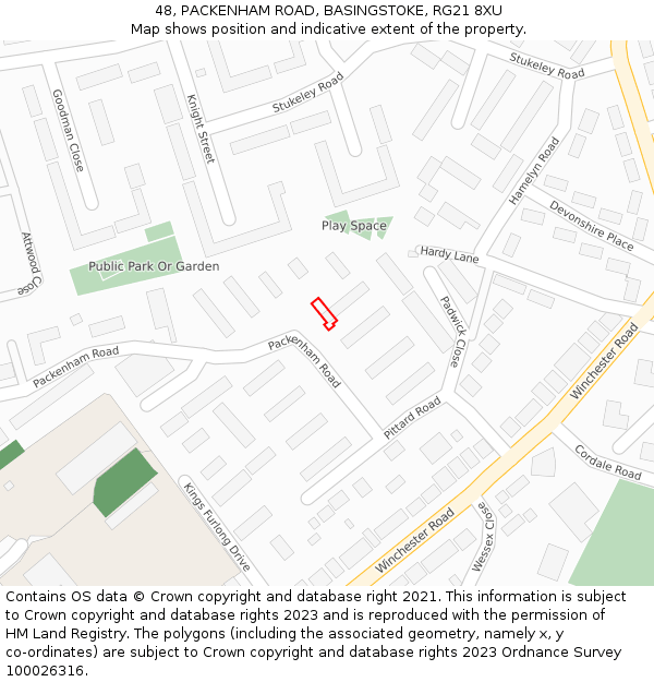 48, PACKENHAM ROAD, BASINGSTOKE, RG21 8XU: Location map and indicative extent of plot