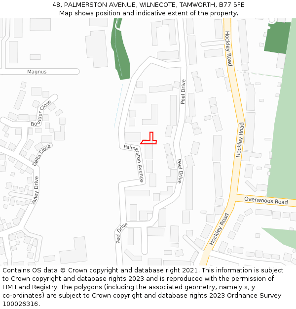 48, PALMERSTON AVENUE, WILNECOTE, TAMWORTH, B77 5FE: Location map and indicative extent of plot