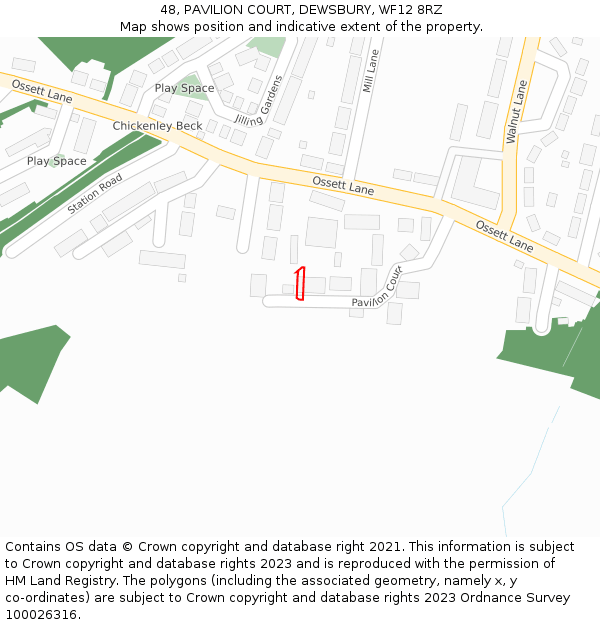 48, PAVILION COURT, DEWSBURY, WF12 8RZ: Location map and indicative extent of plot