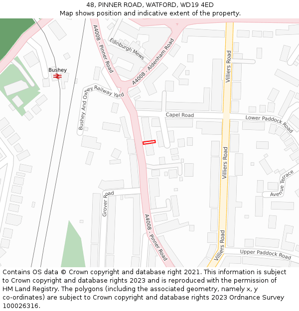 48, PINNER ROAD, WATFORD, WD19 4ED: Location map and indicative extent of plot