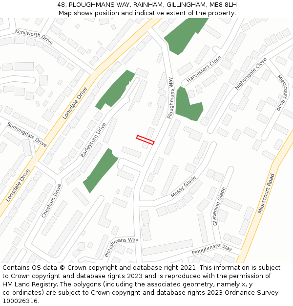 48, PLOUGHMANS WAY, RAINHAM, GILLINGHAM, ME8 8LH: Location map and indicative extent of plot