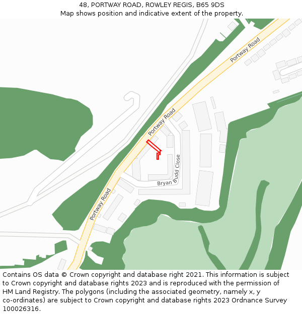 48, PORTWAY ROAD, ROWLEY REGIS, B65 9DS: Location map and indicative extent of plot