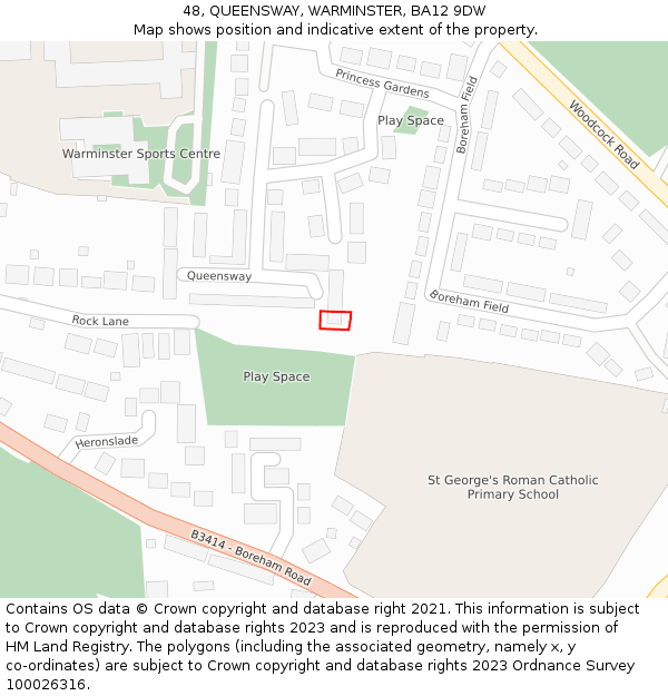 48, QUEENSWAY, WARMINSTER, BA12 9DW: Location map and indicative extent of plot