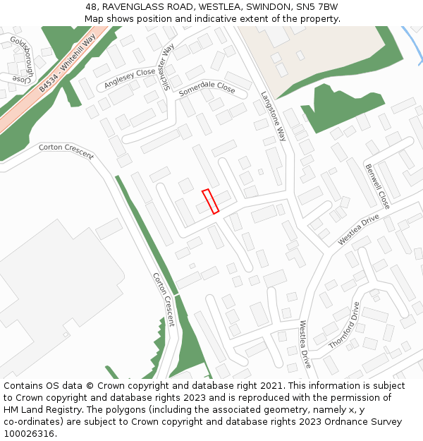 48, RAVENGLASS ROAD, WESTLEA, SWINDON, SN5 7BW: Location map and indicative extent of plot