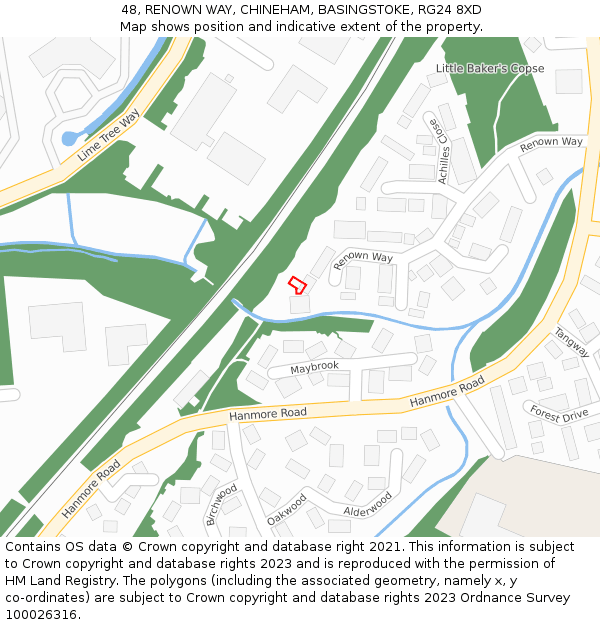 48, RENOWN WAY, CHINEHAM, BASINGSTOKE, RG24 8XD: Location map and indicative extent of plot