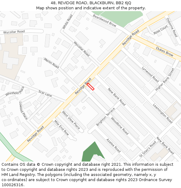 48, REVIDGE ROAD, BLACKBURN, BB2 6JQ: Location map and indicative extent of plot