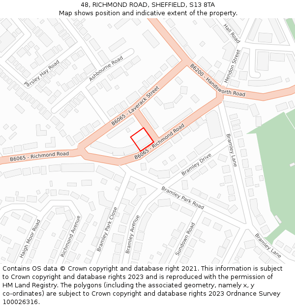 48, RICHMOND ROAD, SHEFFIELD, S13 8TA: Location map and indicative extent of plot