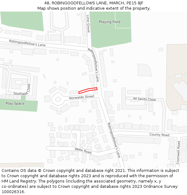 48, ROBINGOODFELLOWS LANE, MARCH, PE15 8JF: Location map and indicative extent of plot