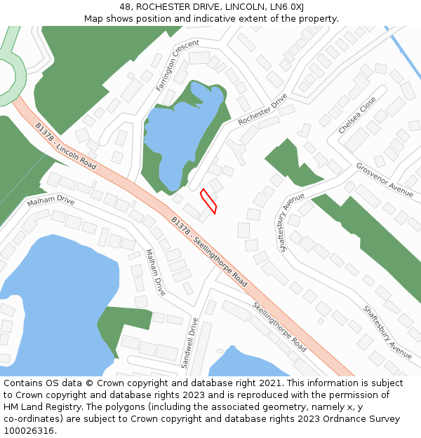 48, ROCHESTER DRIVE, LINCOLN, LN6 0XJ: Location map and indicative extent of plot