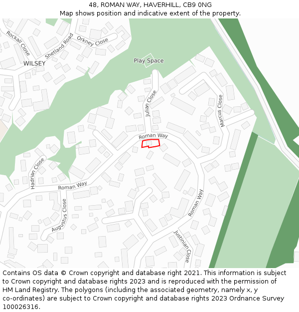 48, ROMAN WAY, HAVERHILL, CB9 0NG: Location map and indicative extent of plot