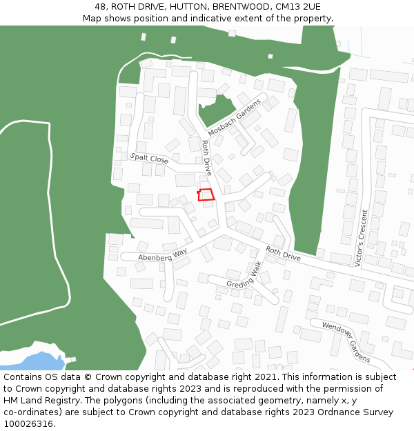 48, ROTH DRIVE, HUTTON, BRENTWOOD, CM13 2UE: Location map and indicative extent of plot