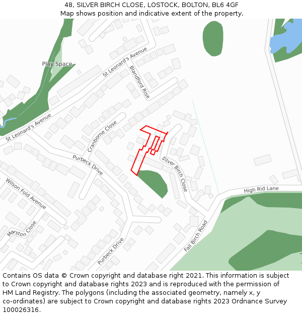 48, SILVER BIRCH CLOSE, LOSTOCK, BOLTON, BL6 4GF: Location map and indicative extent of plot