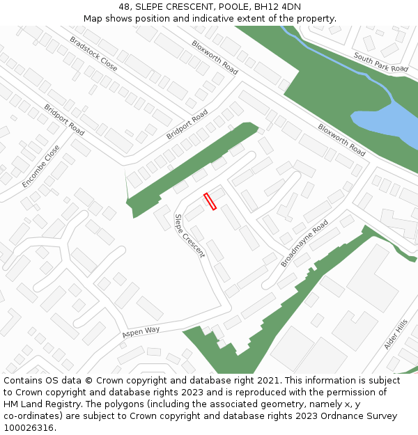 48, SLEPE CRESCENT, POOLE, BH12 4DN: Location map and indicative extent of plot