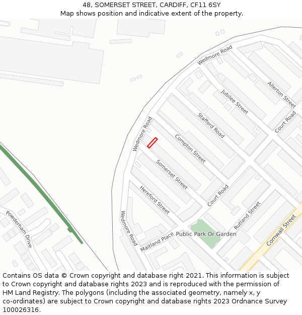 48, SOMERSET STREET, CARDIFF, CF11 6SY: Location map and indicative extent of plot