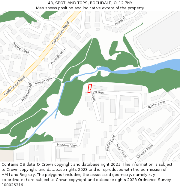 48, SPOTLAND TOPS, ROCHDALE, OL12 7NY: Location map and indicative extent of plot
