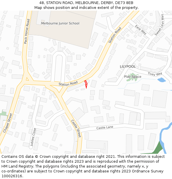 48, STATION ROAD, MELBOURNE, DERBY, DE73 8EB: Location map and indicative extent of plot