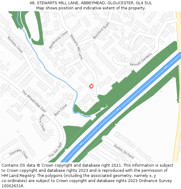 48, STEWARTS MILL LANE, ABBEYMEAD, GLOUCESTER, GL4 5UL: Location map and indicative extent of plot