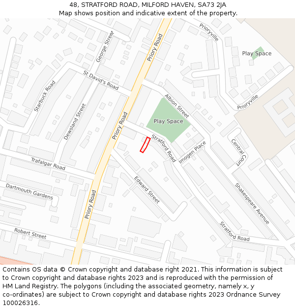 48, STRATFORD ROAD, MILFORD HAVEN, SA73 2JA: Location map and indicative extent of plot