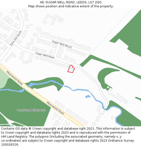 48, SUGAR WELL ROAD, LEEDS, LS7 2QG: Location map and indicative extent of plot