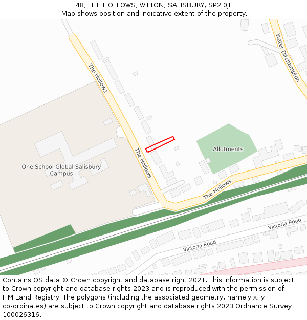 48, THE HOLLOWS, WILTON, SALISBURY, SP2 0JE: Location map and indicative extent of plot