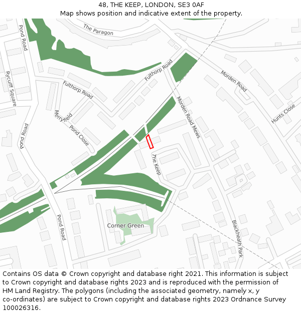 48, THE KEEP, LONDON, SE3 0AF: Location map and indicative extent of plot
