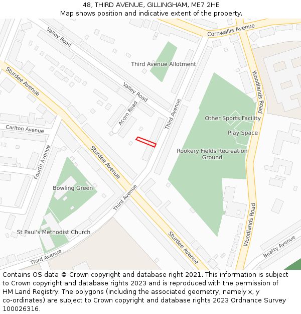 48, THIRD AVENUE, GILLINGHAM, ME7 2HE: Location map and indicative extent of plot