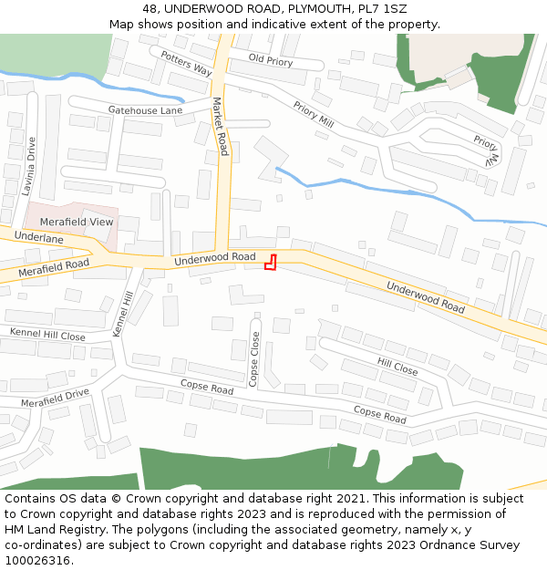 48, UNDERWOOD ROAD, PLYMOUTH, PL7 1SZ: Location map and indicative extent of plot