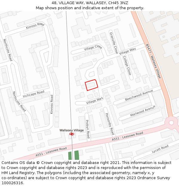 48, VILLAGE WAY, WALLASEY, CH45 3NZ: Location map and indicative extent of plot