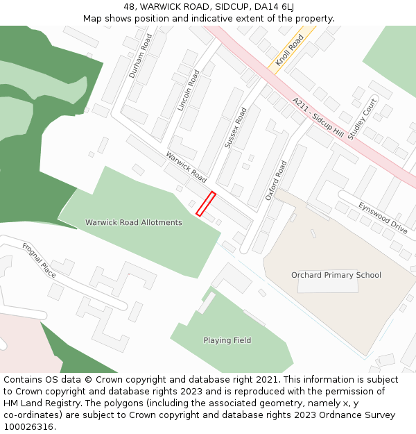 48, WARWICK ROAD, SIDCUP, DA14 6LJ: Location map and indicative extent of plot