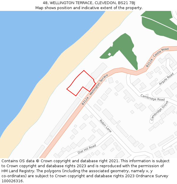 48, WELLINGTON TERRACE, CLEVEDON, BS21 7BJ: Location map and indicative extent of plot
