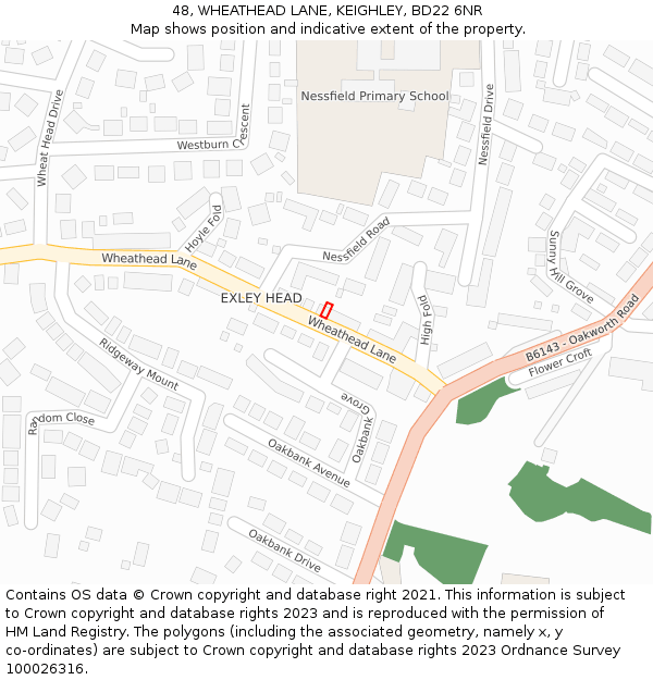 48, WHEATHEAD LANE, KEIGHLEY, BD22 6NR: Location map and indicative extent of plot