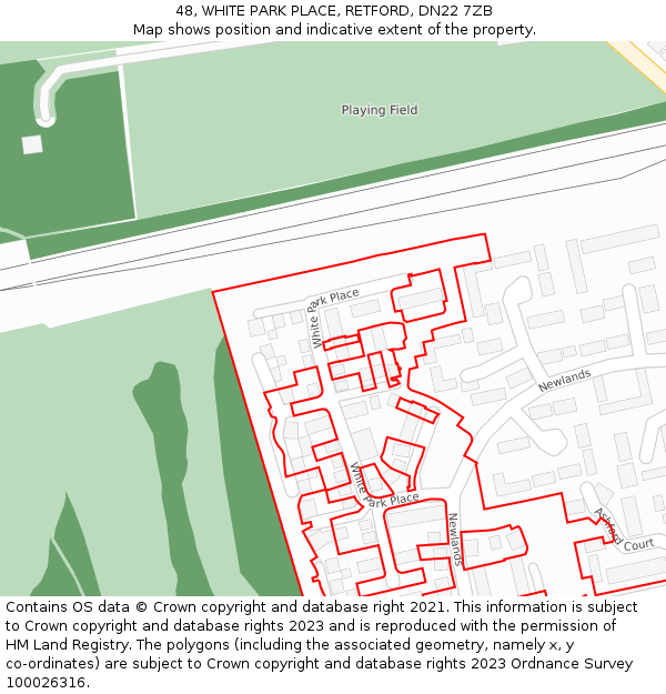 48, WHITE PARK PLACE, RETFORD, DN22 7ZB: Location map and indicative extent of plot