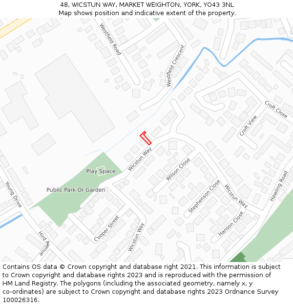 48, WICSTUN WAY, MARKET WEIGHTON, YORK, YO43 3NL: Location map and indicative extent of plot