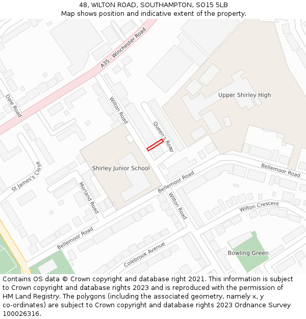 48, WILTON ROAD, SOUTHAMPTON, SO15 5LB: Location map and indicative extent of plot