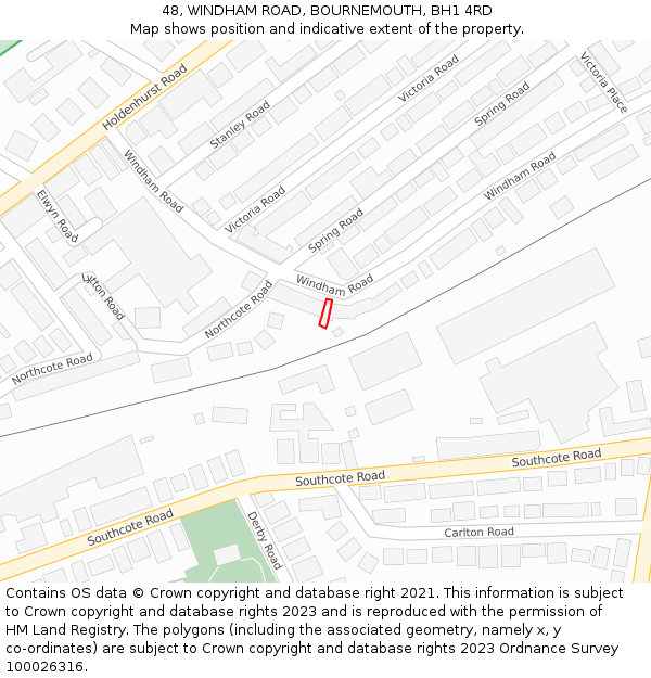 48, WINDHAM ROAD, BOURNEMOUTH, BH1 4RD: Location map and indicative extent of plot