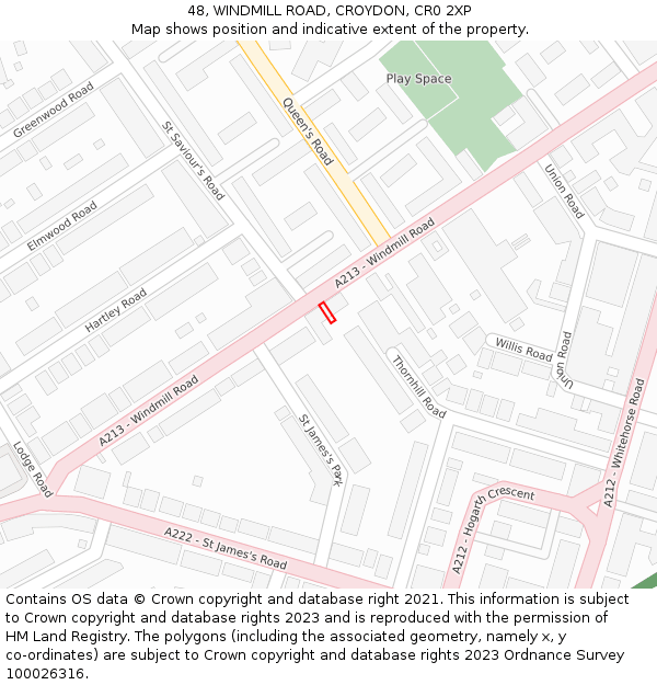48, WINDMILL ROAD, CROYDON, CR0 2XP: Location map and indicative extent of plot