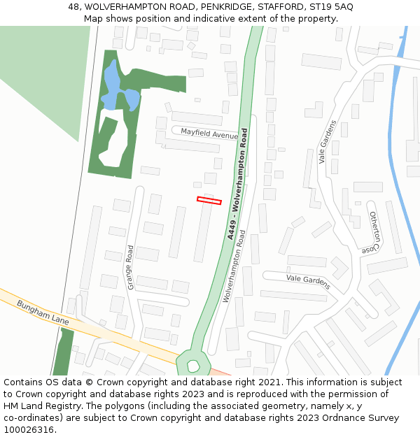 48, WOLVERHAMPTON ROAD, PENKRIDGE, STAFFORD, ST19 5AQ: Location map and indicative extent of plot