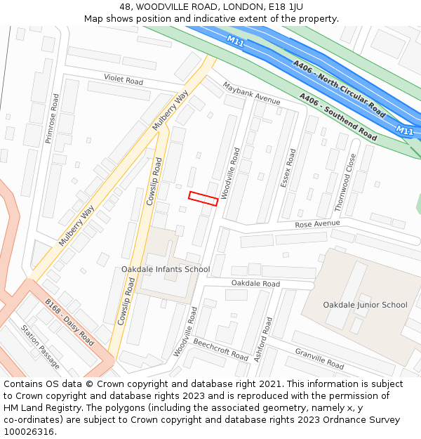 48, WOODVILLE ROAD, LONDON, E18 1JU: Location map and indicative extent of plot