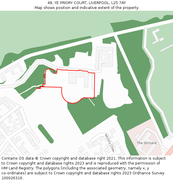 48, YE PRIORY COURT, LIVERPOOL, L25 7AY: Location map and indicative extent of plot