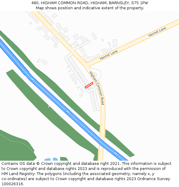 480, HIGHAM COMMON ROAD, HIGHAM, BARNSLEY, S75 1PW: Location map and indicative extent of plot