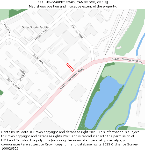 481, NEWMARKET ROAD, CAMBRIDGE, CB5 8JJ: Location map and indicative extent of plot