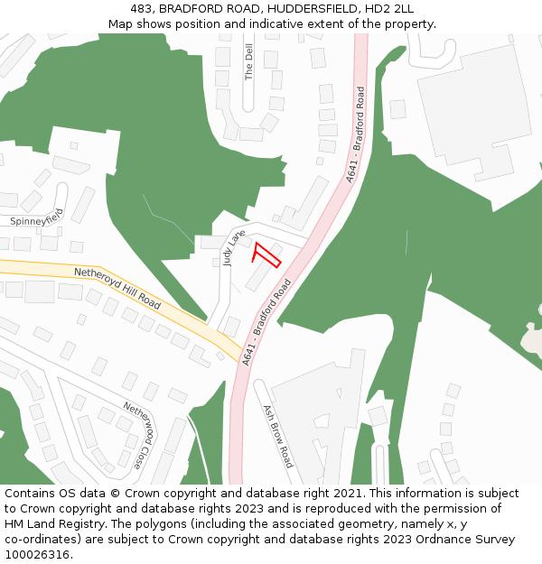 483, BRADFORD ROAD, HUDDERSFIELD, HD2 2LL: Location map and indicative extent of plot