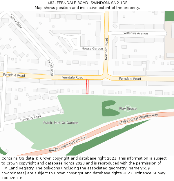 483, FERNDALE ROAD, SWINDON, SN2 1DF: Location map and indicative extent of plot
