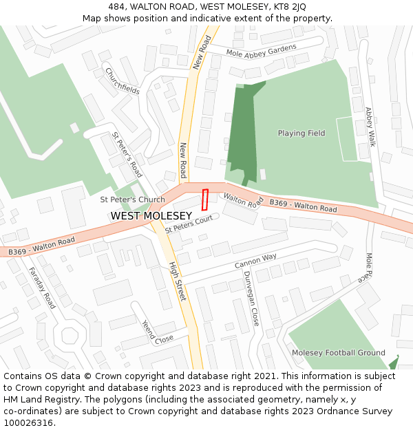 484, WALTON ROAD, WEST MOLESEY, KT8 2JQ: Location map and indicative extent of plot