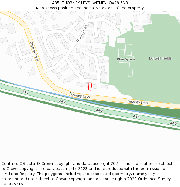 485, THORNEY LEYS, WITNEY, OX28 5NR: Location map and indicative extent of plot