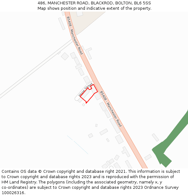 486, MANCHESTER ROAD, BLACKROD, BOLTON, BL6 5SS: Location map and indicative extent of plot
