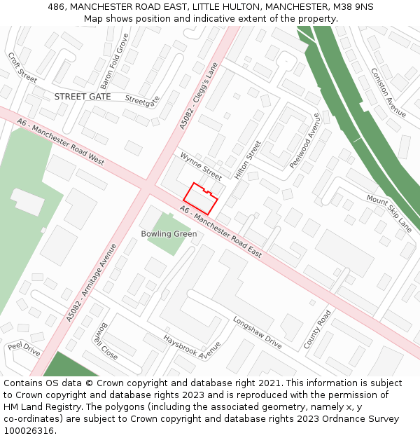 486, MANCHESTER ROAD EAST, LITTLE HULTON, MANCHESTER, M38 9NS: Location map and indicative extent of plot