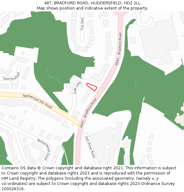 487, BRADFORD ROAD, HUDDERSFIELD, HD2 2LL: Location map and indicative extent of plot